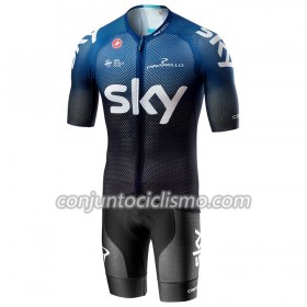 Conjunto Maillot + Culotte Corto con tirantes 2019 Team Sky N001